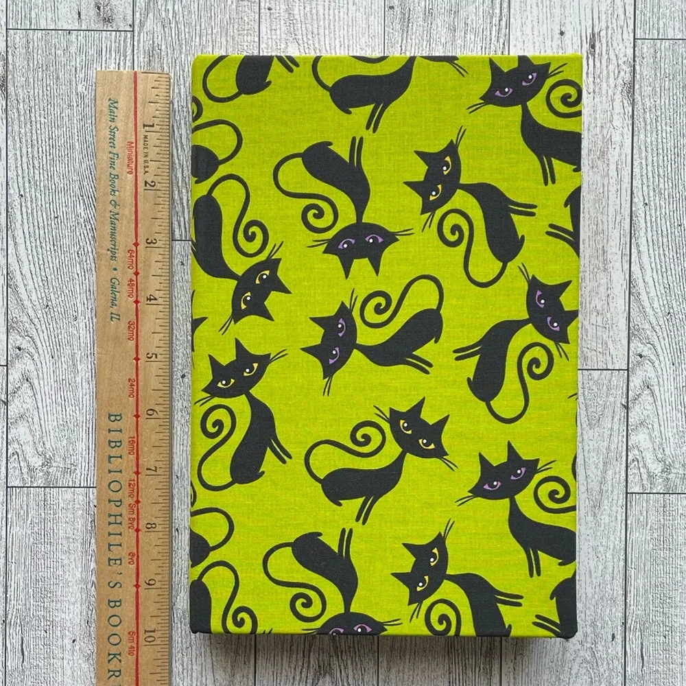 New Halloween Linen Wrapped Decorative Book Black Cats Hand-Wrapped Spooky Decor - Picture 3 of 7